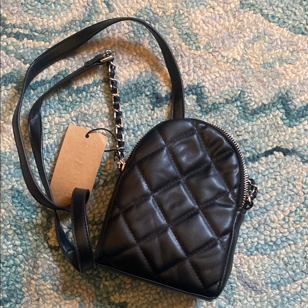 Black Quilted Leather Crossbody Bag